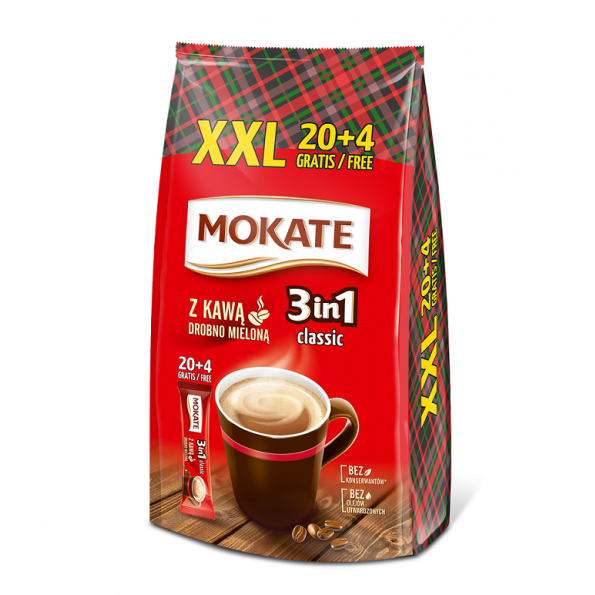 Mokate 3in1 Classic Instant kávé XXL 20+4db Ajándék