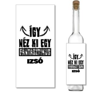 Így néz ki Izsó pálinkás címke