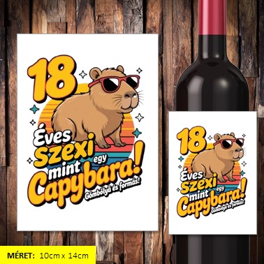 18 éves szexi mint egy capybara boros címke