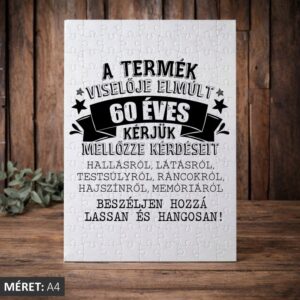 A termék viselője elmúlt 60 éves puzzle