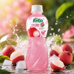 Kato Lychee Juice With Nata De Coco Jelly 320ml THA Licsi Ízű Gyümölcsital Kókuszzselé Darabokkal