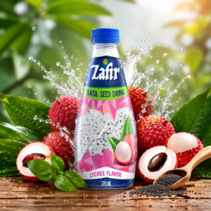 Kato Zafir Lychee Juice With Basil Seed 370ml THA Licsi Ital Bazsalikommaggal
