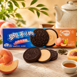 Oreo Fehér Őszibarack & Oolong Tea ízű krémmel töltött keksz 97g